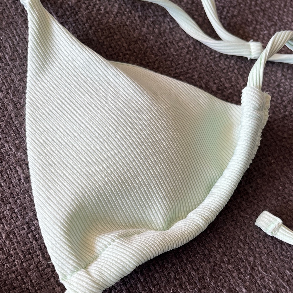 Light Green Ribbed String Bikini Set - Picture 2 of 4